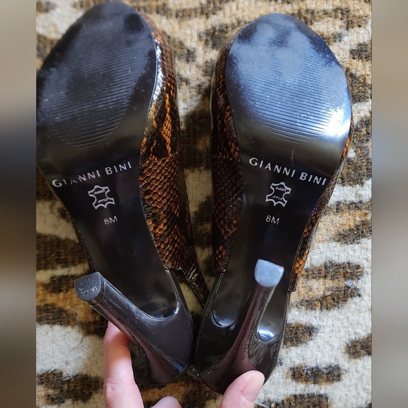 GIANNI BINI Genuine Leather Snake Skin Look Slingback Open Toe Pumps US 8 - Picture 3 of 6
